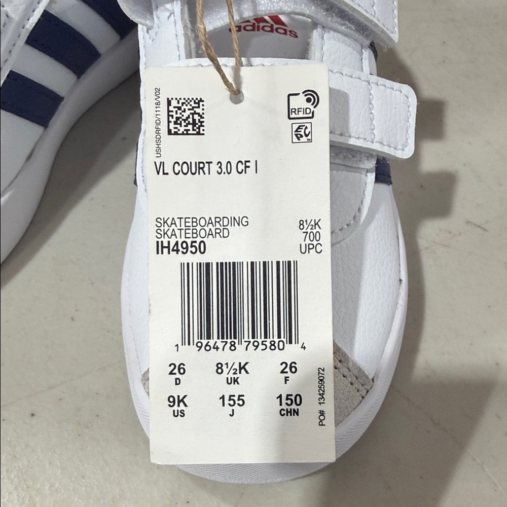 Kids White and Blue Sneakers with Red Accents - Picture 4 of 5